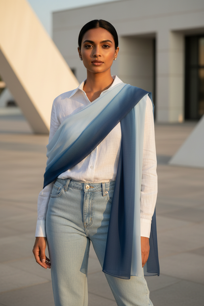Ocean Mist — HIBA Ombre Georgette Scarf