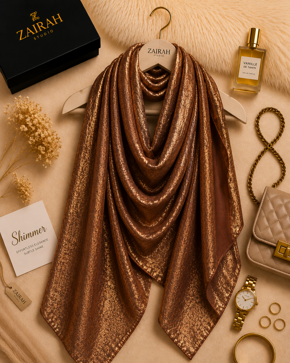 Cinnamon Glow — Madam Polo Velvet Shimmer Scarf