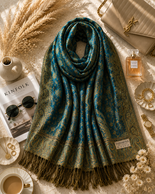 Teal Heritage - Premium Pashmina Stole