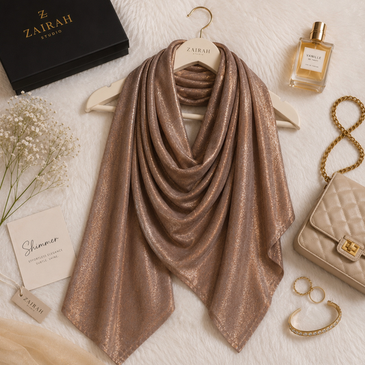 Nude Cocoa — Madam Polo Velvet Shimmer Scarf