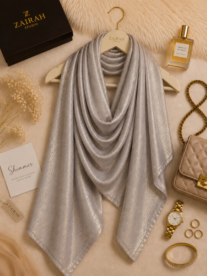 Frosted Moonlight — Madam Polo Velvet Shimmer Scarf