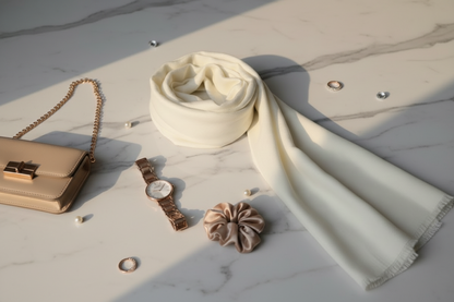 Ivory Whisper — Modal Silk Soft Drape Stole