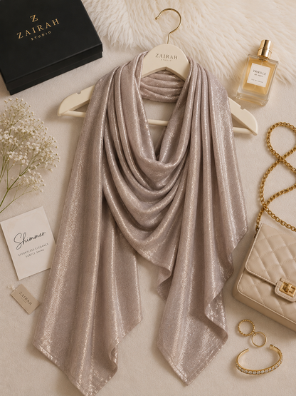 Oyster Pearl — Madam Polo Velvet Shimmer Scarf