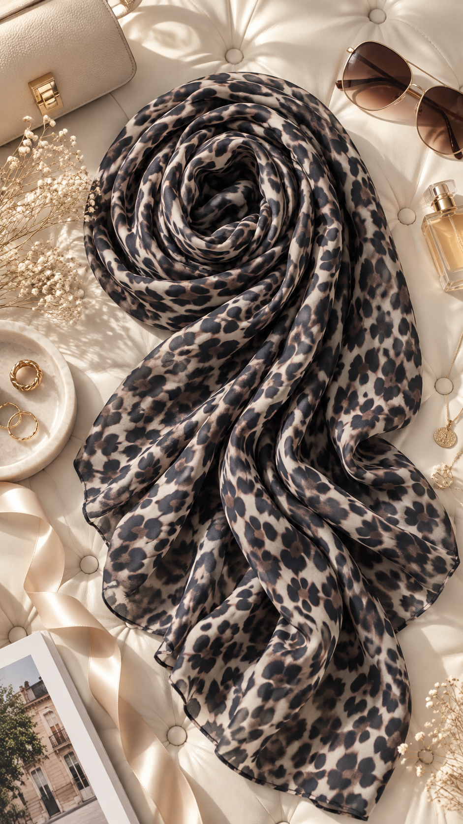 Sable Leopard Georgette Stole — Original Product Image
