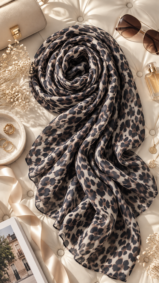 Sable Leopard Georgette Stole — Original Product Image