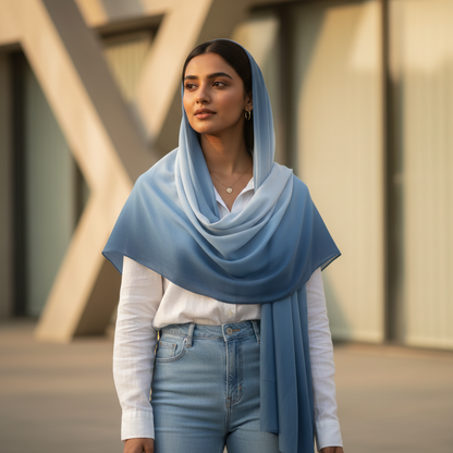 Ocean Mist — HIBA Ombre Georgette Scarf