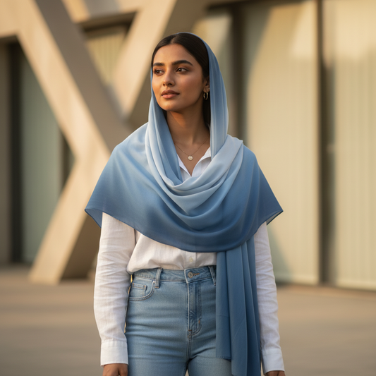 Ocean Mist — HIBA Ombre Georgette Scarf