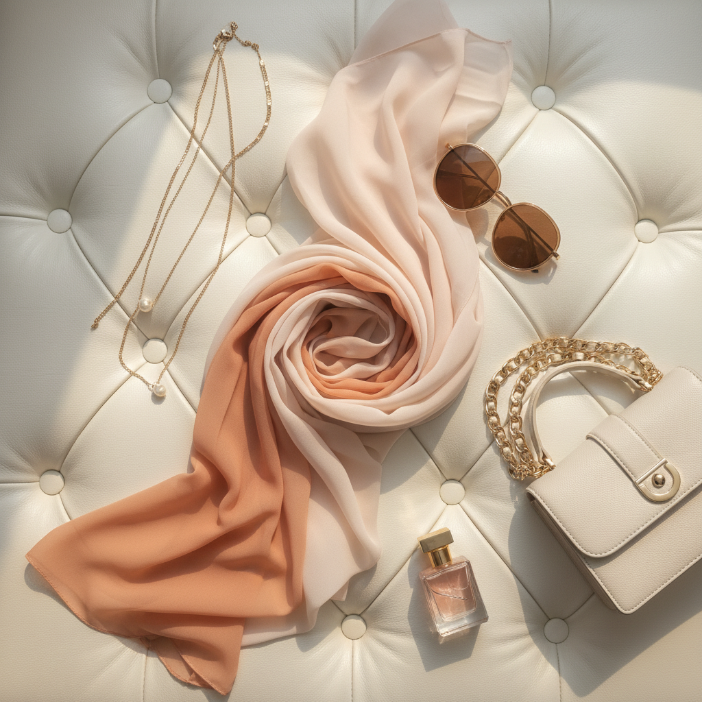 Peach Whisper — HIBA Ombre Georgette Scarf