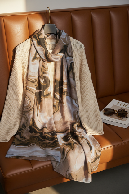 Mocha Marble Modal Cotton Scarf
