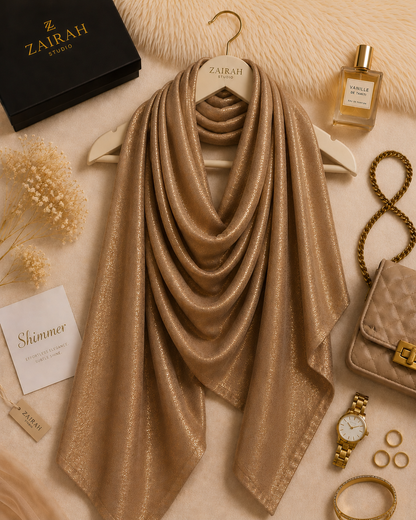 Latte Gold — Madam Polo Velvet Shimmer Scarf