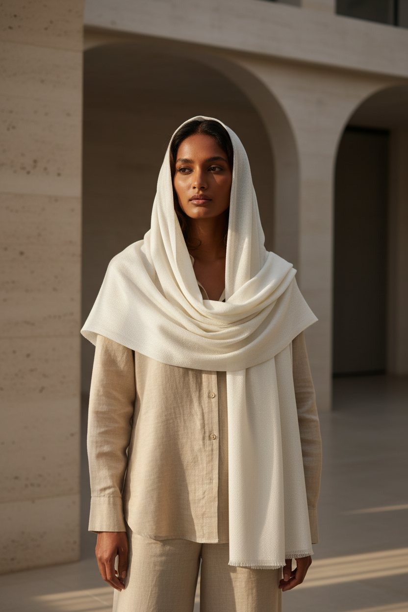 Ivory Whisper — Modal Silk Soft Drape Stole
