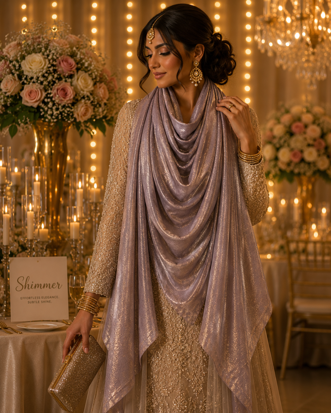 Frosted Moonlight — Madam Polo Velvet Shimmer Scarf