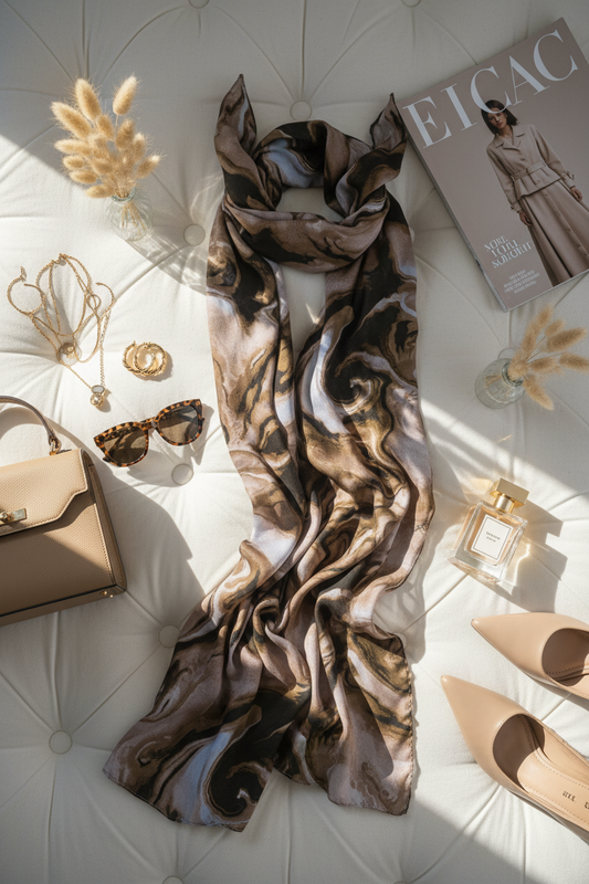 Mocha Marble Modal Cotton Scarf