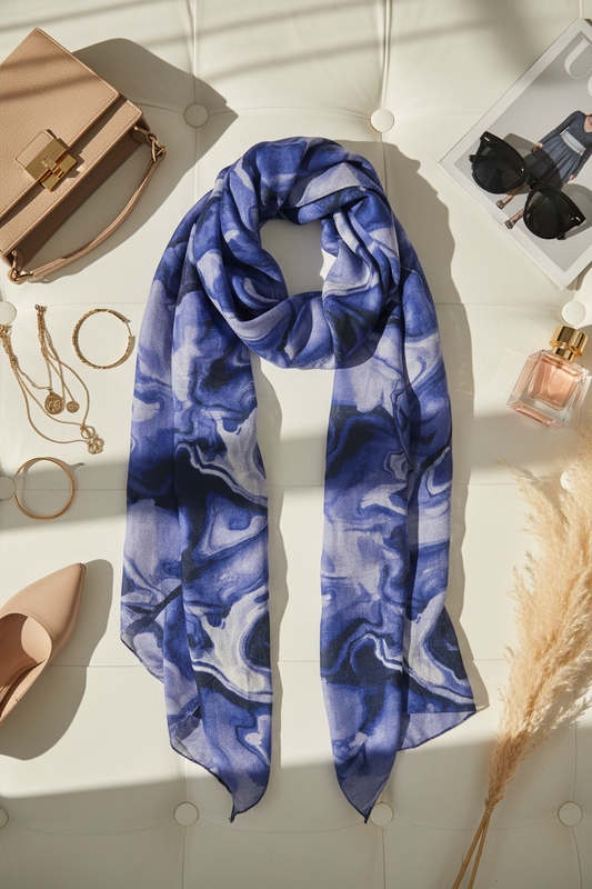 Sapphire Tide - Modal Cotton Scarf