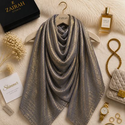 Steel — Madam Polo Velvet Shimmer Scarf