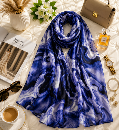 Sapphire Tide - Modal Cotton Scarf