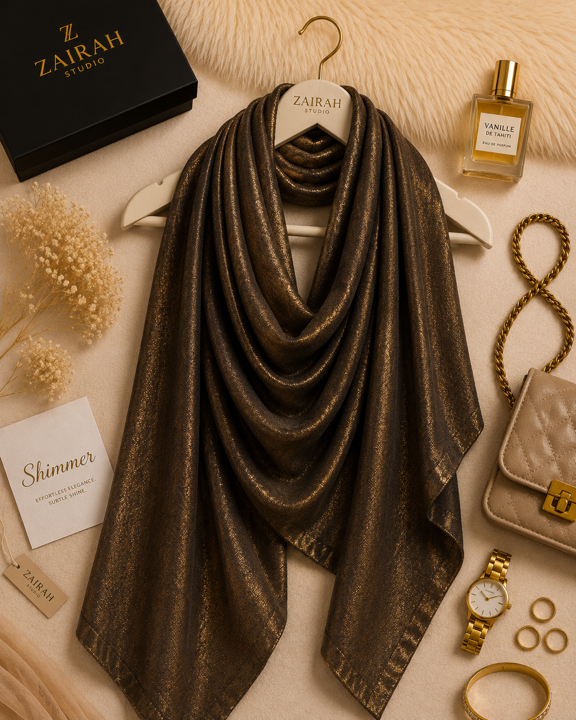 Midnight Cocoa — Madam Polo Velvet Shimmer Scarf