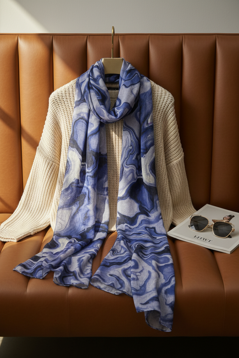 Sapphire Tide - Modal Cotton Scarf