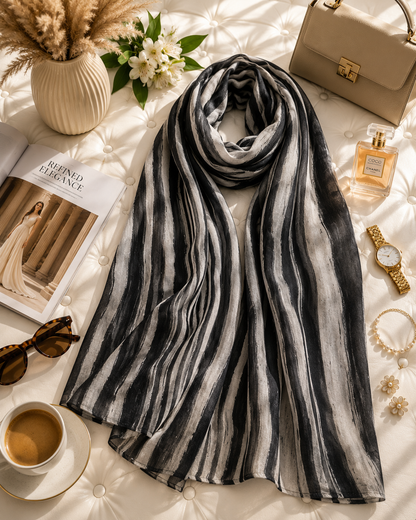 Ash Stripe - Modal Cotton Scarf