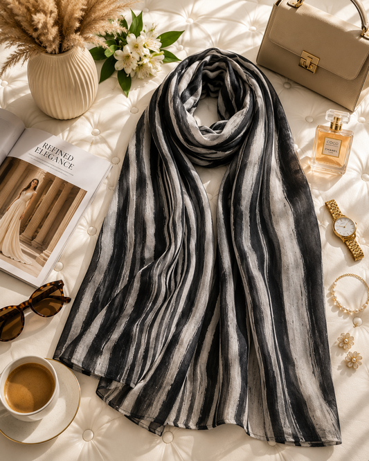Ash Stripe - Modal Cotton Scarf