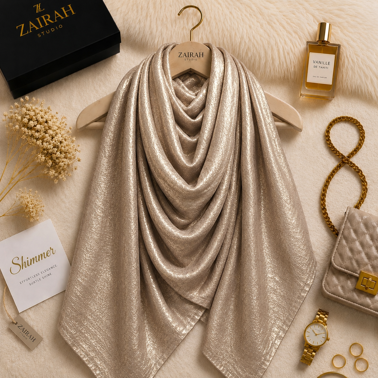 Nude Gold — Madam Polo Velvet Shimmer Scarf