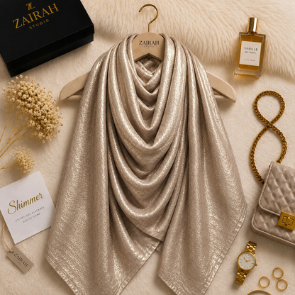 Nude Gold — Madam Polo Velvet Shimmer Scarf