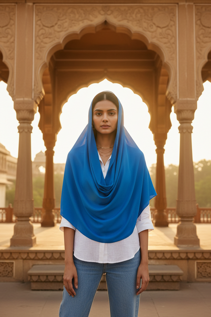 Sapphire Drift — HIBA Ombre Georgette Scarf