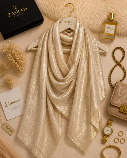 Champagne Ivory — Madam Polo Velvet Shimmer Scarf