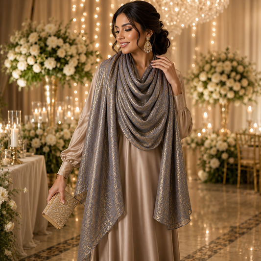 Steel — Madam Polo Velvet Shimmer Scarf