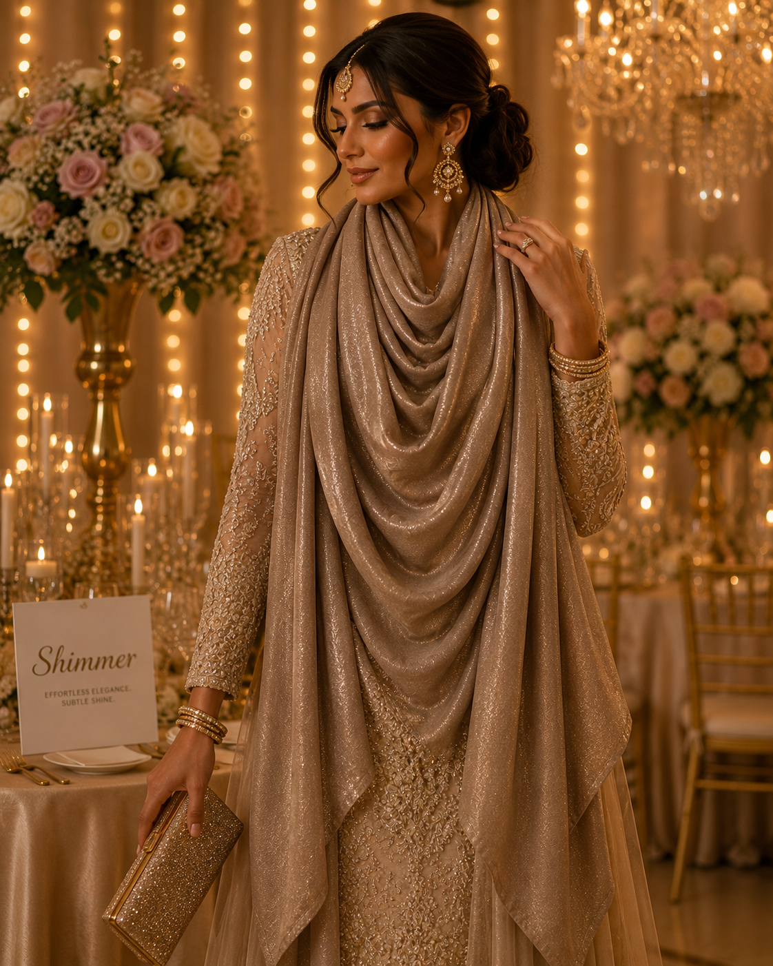 Sand Taupe — Madam Polo Velvet Shimmer Scarf