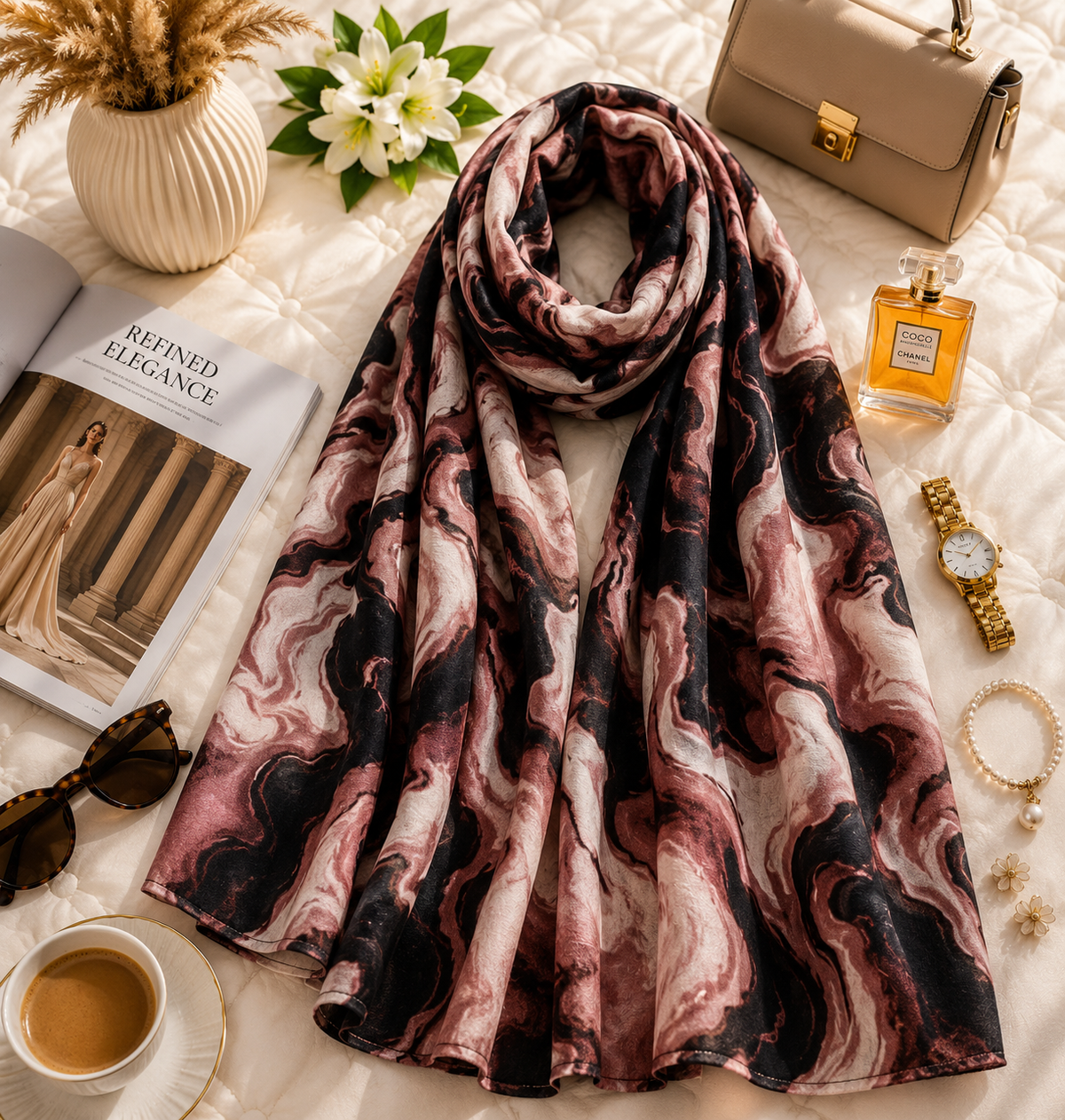 Rosewood Veil - Modal Printed Scarf
