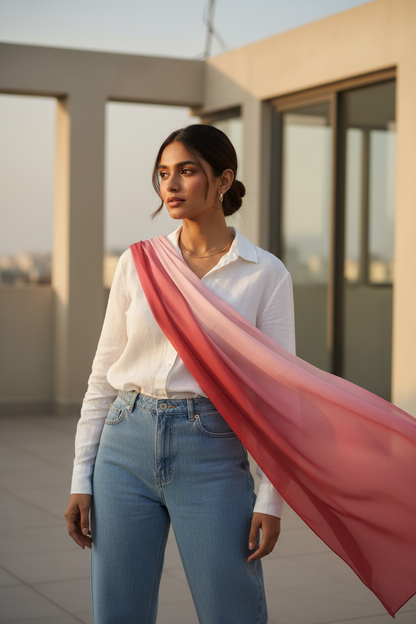 Blush Romance — HIBA Ombre Georgette Scarf