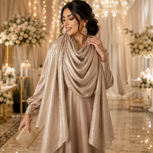 Nude Gold — Madam Polo Velvet Shimmer Scarf