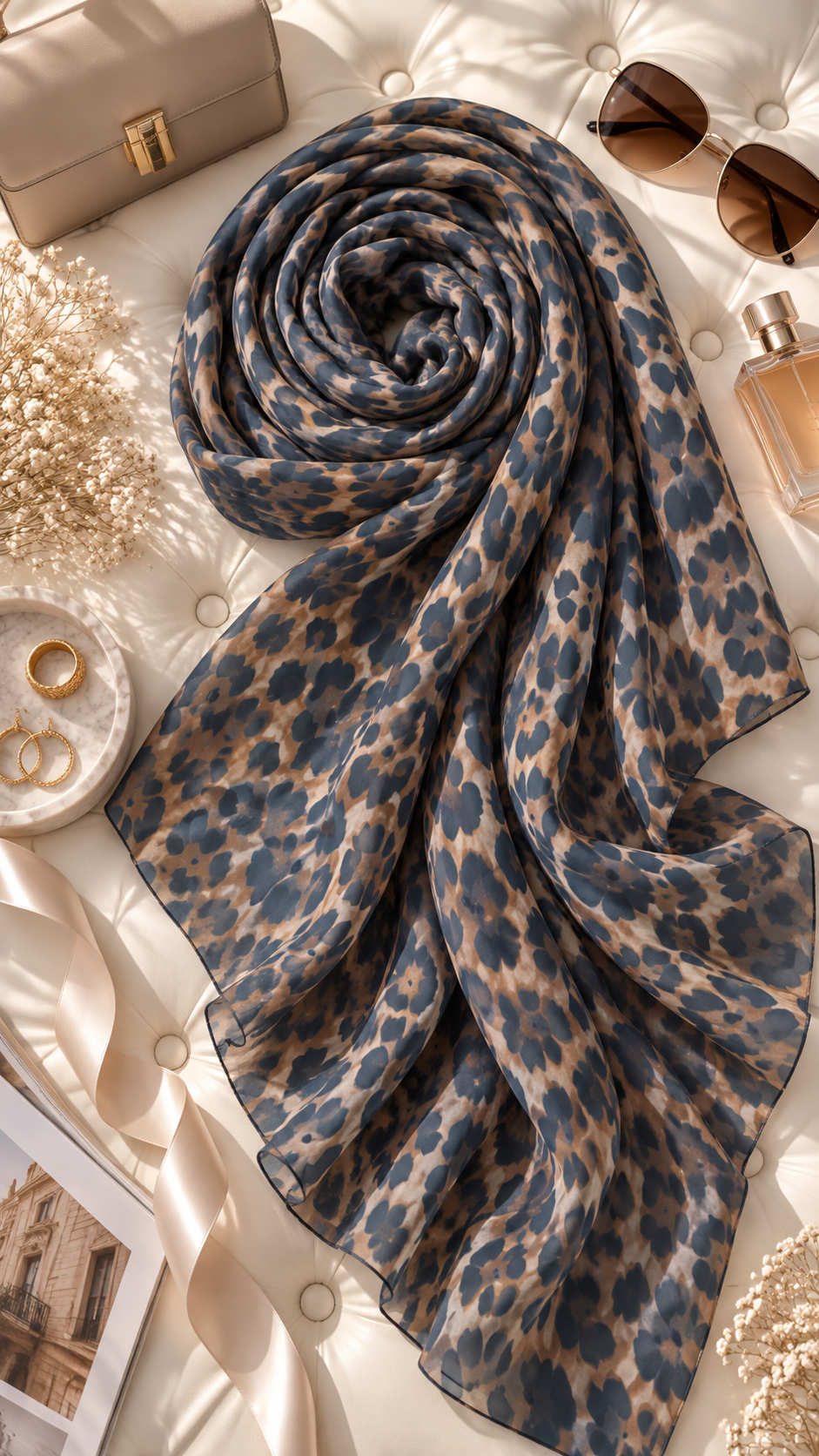 Sapphire Leopard Georgette Stole — Original Product Image