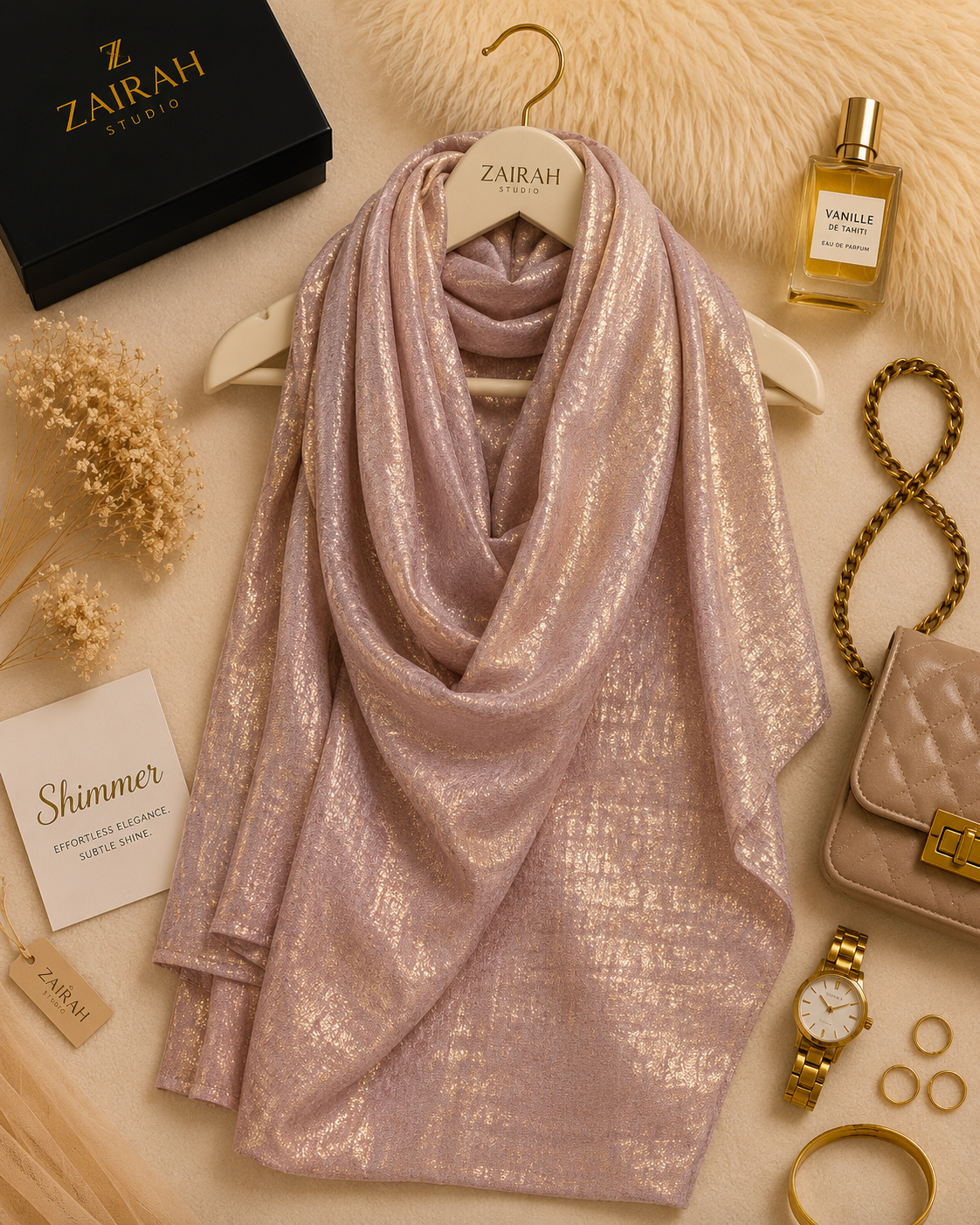 Dusty Blush — Madam Polo Velvet Shimmer Scarf