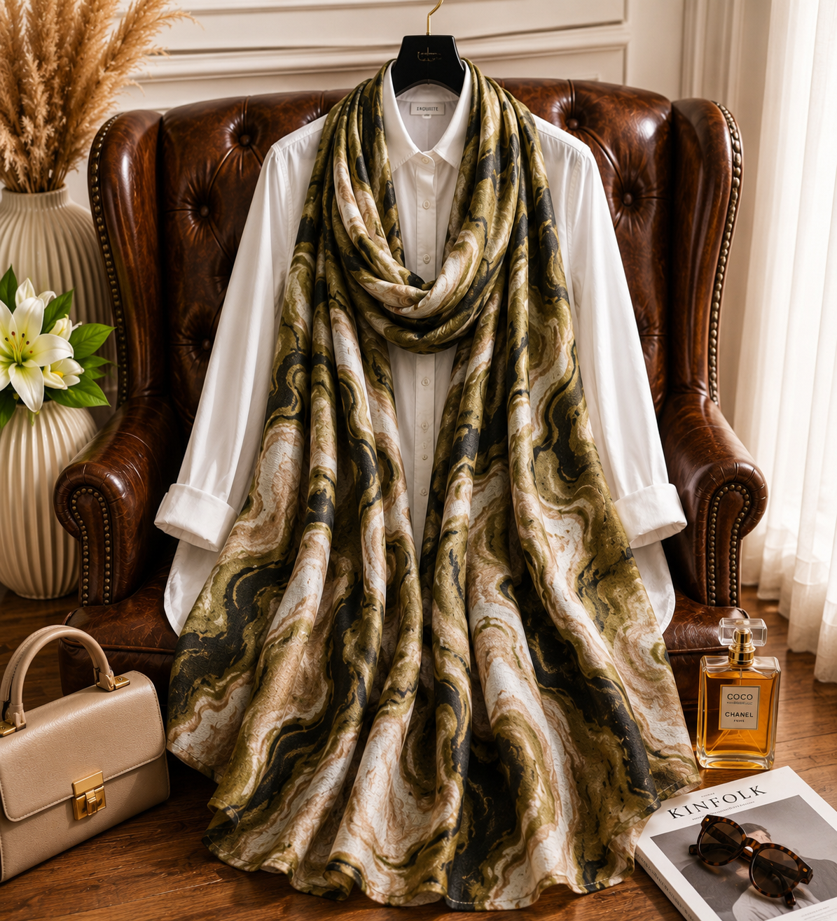 Mocha Marble - Modal Cotton Scarf