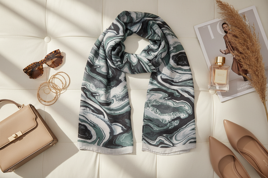 Jade Marble - Modal Cotton Scarf