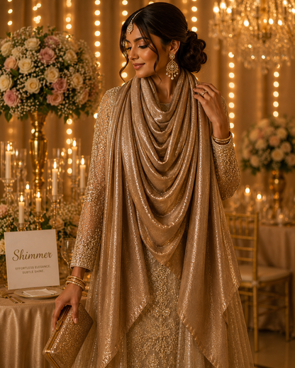 Latte Gold — Madam Polo Velvet Shimmer Scarf