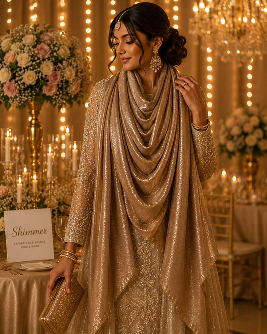 Latte Gold — Madam Polo Velvet Shimmer Scarf