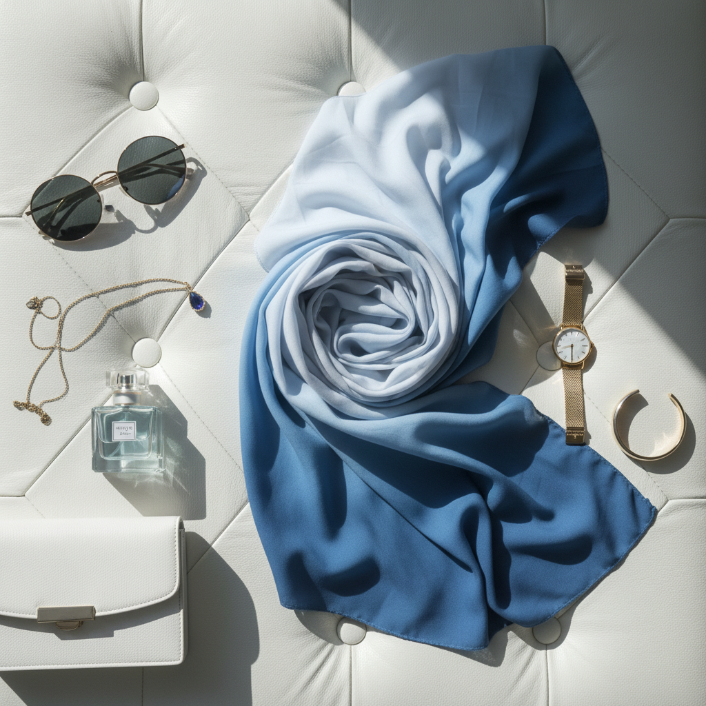 Ocean Mist — HIBA Ombre Georgette Scarf
