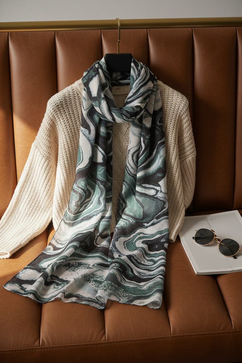 Jade Marble - Modal Cotton Scarf