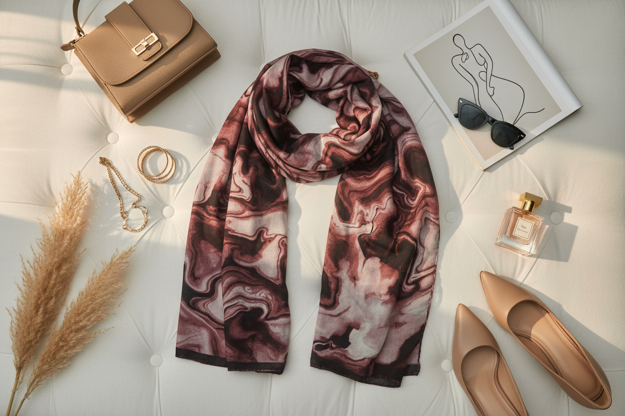 Rosewood Veil - Modal Printed Scarf