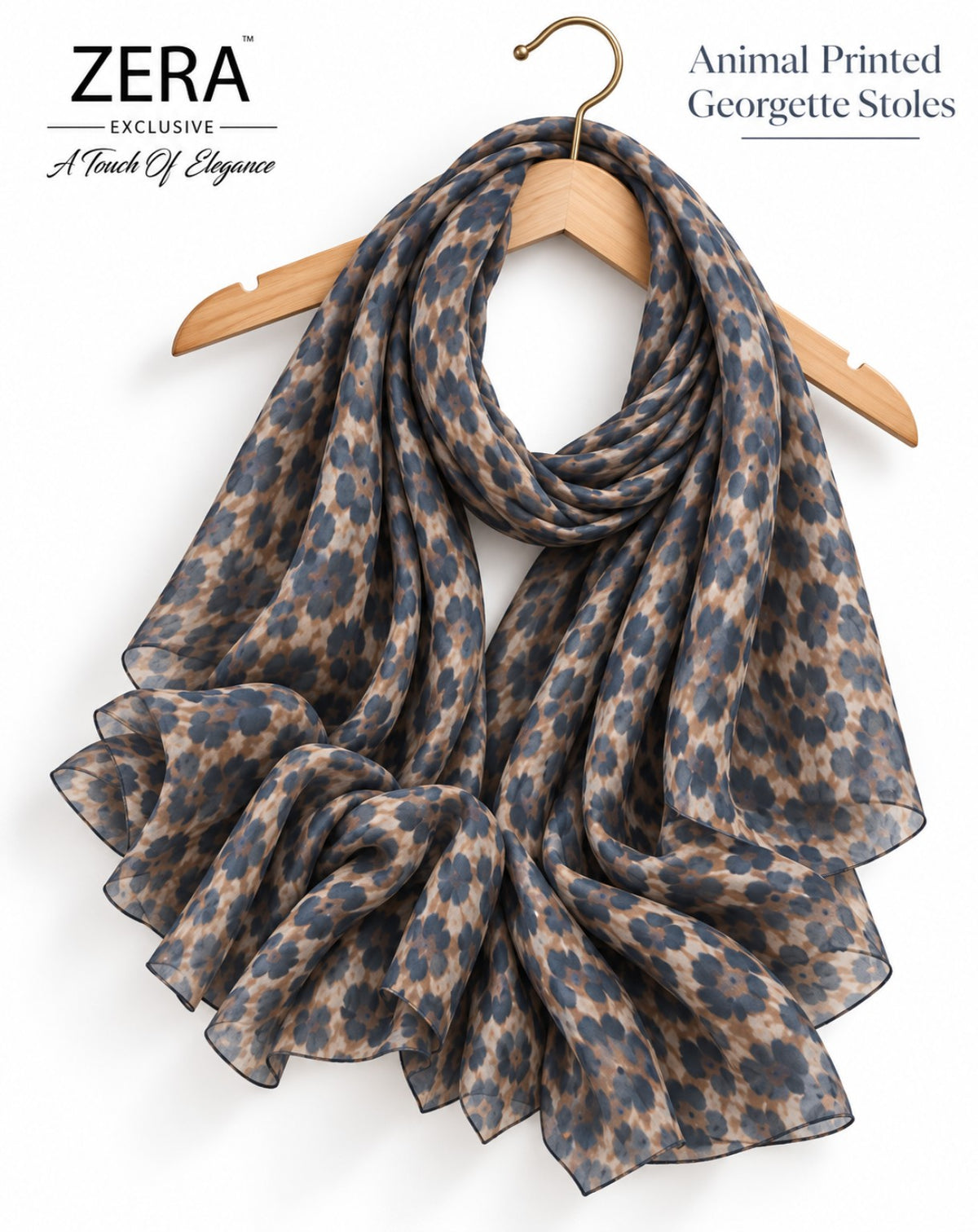 Sapphire Leopard Georgette Stole